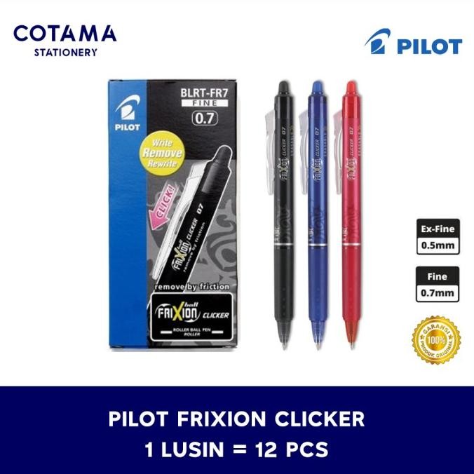 

TERLARIS - Pulpen Pilot Frixion Clicker Erasable 0.5/0.7 mm - 1 lusin isi 12 pcs