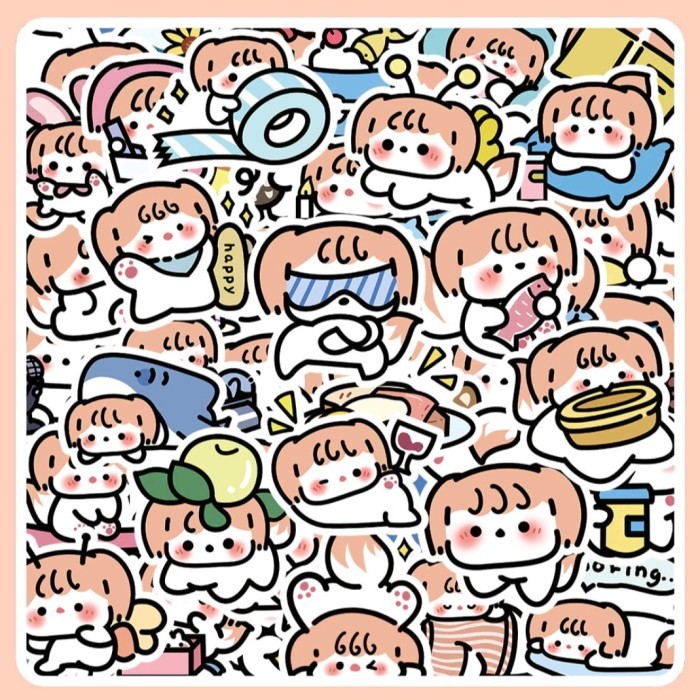 

sticker lucu motif anak perempuan girl gadis kawaii kartun fashion dekorasi hiasan vintage hp/tablet/laptop/mobil/helm/jurnal anti air waterproof