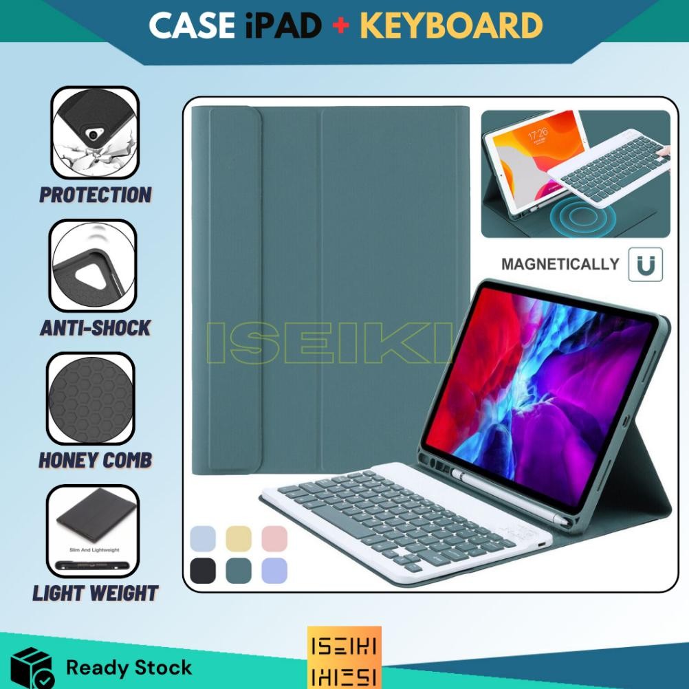 (new model) (ISEIKI) Case Keyboard iPad Casing Ipad Set With Keyboard For Ipad gen 7/8/9 10.2 inch P