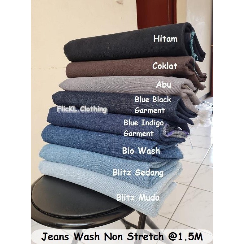 Terkini Bahan Kain Jeans Denim Katun Wangler Polos Washed Celana Ukuran 1.5 M Fashion 2024