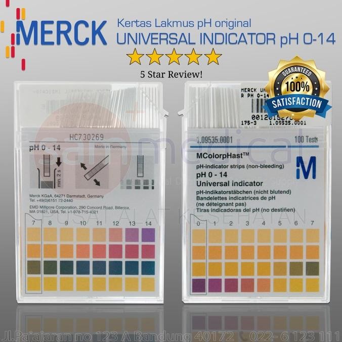 Merck Original Universal Indicator Ph 0-14 Kertas Lakmus Ph Paper 100 Original Dan Terpercaya