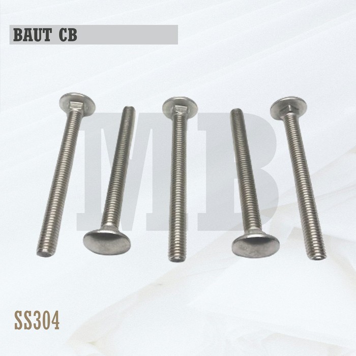 Baut CB M6X16 / Baut Bemper 6X16 / Carriage Bolt M6 X 16 / Baut Payung 6 X 16 / Baut Pagar M6X16 Sta