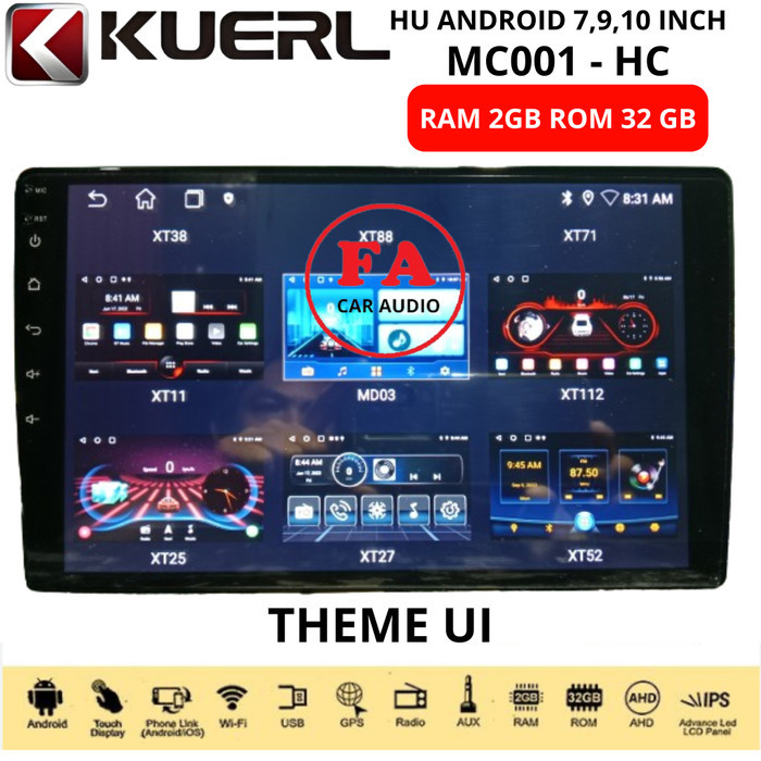 Head Unit Android 10 Inch KUERL Ram 2 + 32