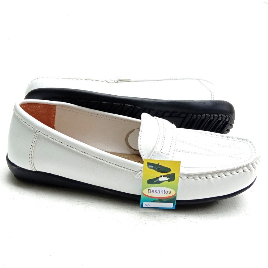 Sepatu Casual Terbaru SEPATU KERJA KANTOR PERAWAT FLAT PANTOFEL FULL PUTIH DESANTOS ORIGINAL SIZE 37