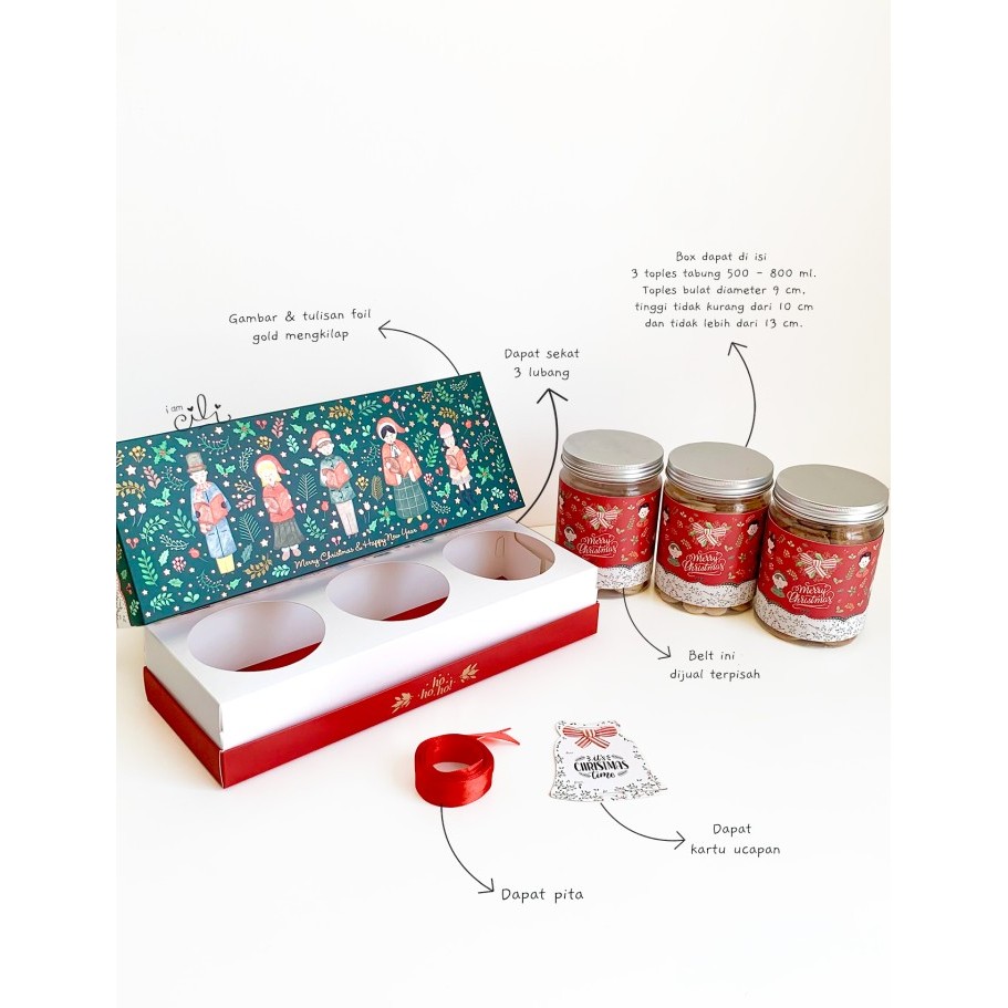 

NEW! BOX 33.3 x 12.3 x 11 cm NATAL DUS kue kering toples jar natal christmas ISI 10 - CAROL 3 TIGA Limited