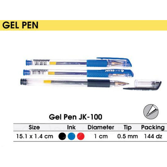 

Terbaru PULPEN GEL JOYKO JK100 0.5 mm PEN PENA JEL BOLPEN KANTOR ATK MURAH 100% ori