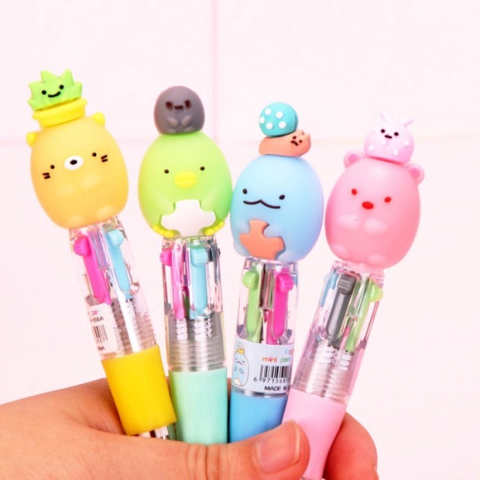 

Terbaru 2 pcs/lot 0.7mm Cute Sumikko Gurashi 4 Colors Anime Japanese Ballpoint Pen Kawaii School