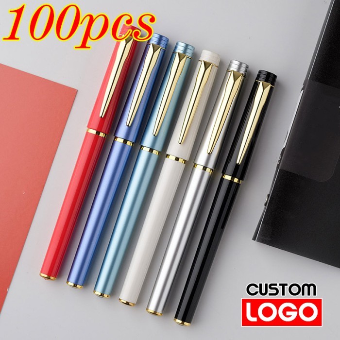 

Terbaru 100pcs High-end Metal Texture Signature Pen Custom LOGO Business Office Meeting Ballpoint