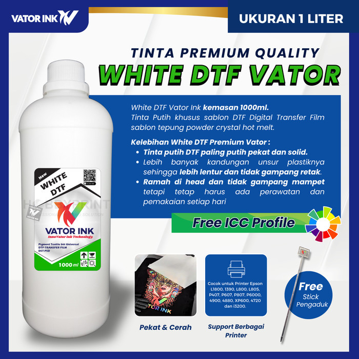 

Dtf White Vator Ink 1000Ml Tinta Putih Transfer Film Sablon Pet Film Promo