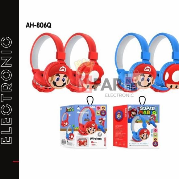 Headphone Bluetooth Anak Mario Headset Anak Laki-Laki Kter Kartun