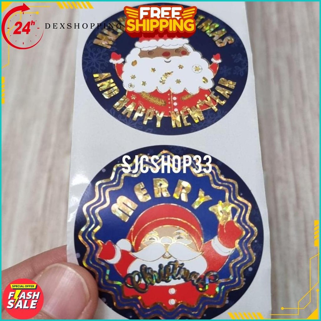 

Sticker Label Christmas Gold Ukuran 5Cm Isi 300 Pcs/ Natal Mix Glossy Bisa Cod