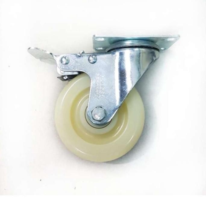 RODA NYLON PUTIH 4 INCH + REM RODA CASTER RODA TROLLEY RODA TROLI 0511T