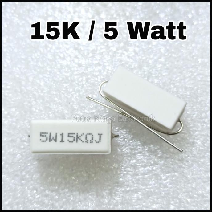 Baru Resistor 15K ohm 5 watt 15Kohm 5W keramik / kapur / cemen 5watt putr4n Ayo Beli