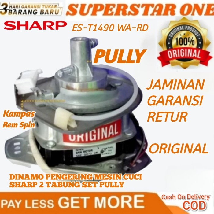 DINAMO PENGERING MESIN CUCI SHARP SET PULLY ES-T1490 WA-RD
