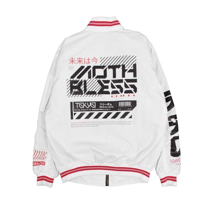 JAKET VARSITY BASEBALL BOMBER PRIA WANITA SIZE JUMBO XXL WARNA PUTIH