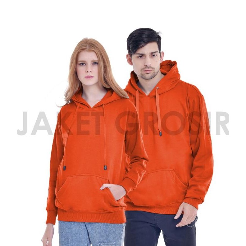JAKET HOODIE SWEATER POLOS WARNA ORANGE