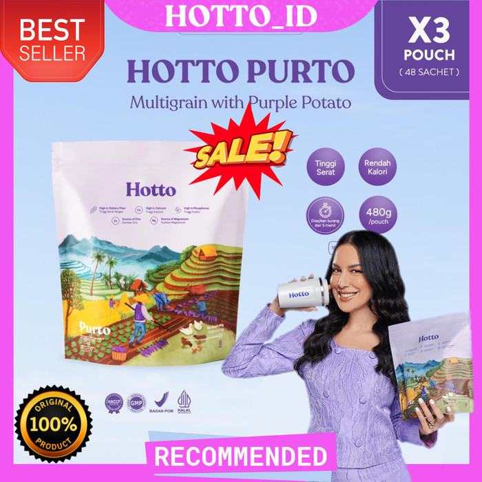 

Promo!!! Hotto Purto 3 Pouch (48 Sachet) Multigrain With Purple Potato Terbaru