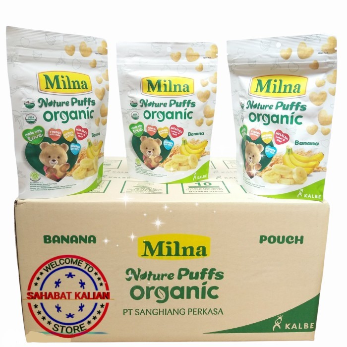 Milna Nature Puff Organic Banana 15Gr 1 Karton Isi 24Pcs