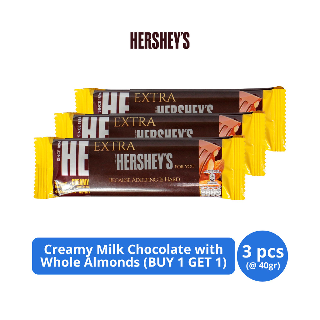

Hershey's Bar Creamy Milk Chocolate with Whole Almonds 40gr BUY 1 GET 1 x 3 pcs