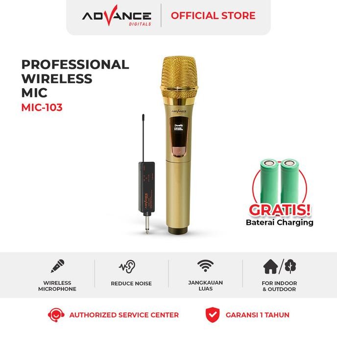 Advance Mic-103 Microphone Profesional Mic Wireless Bisa di Charger