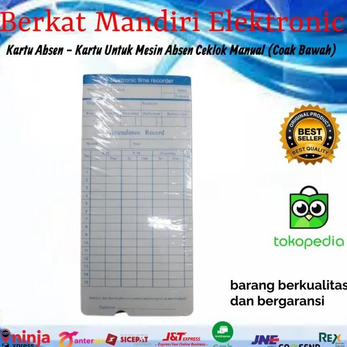 kartu absen - kartu untuk mesin absen ceklok manual (coak bawah) stok terbatas