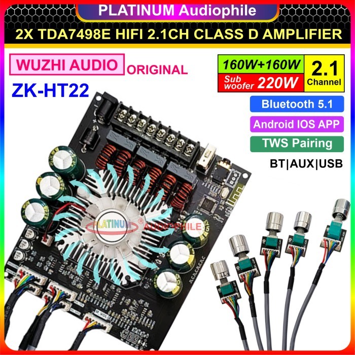 Cuci Gudang Tda7498 Amplifier Class D Hifi 2.1 Ch Bluetooth 5.0 Zk-Ht21 Zk-Ht22