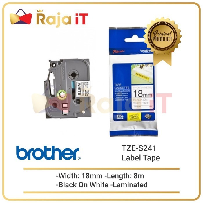 

Brother Label Tape Tze S241 Strong Adhesive 18Mm Black On White Terlaris