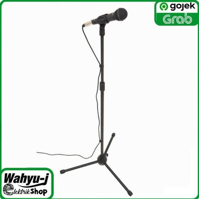 Tiang mic / Stand Mic Berdiri Berkualitas Top Plus Holder - hitam