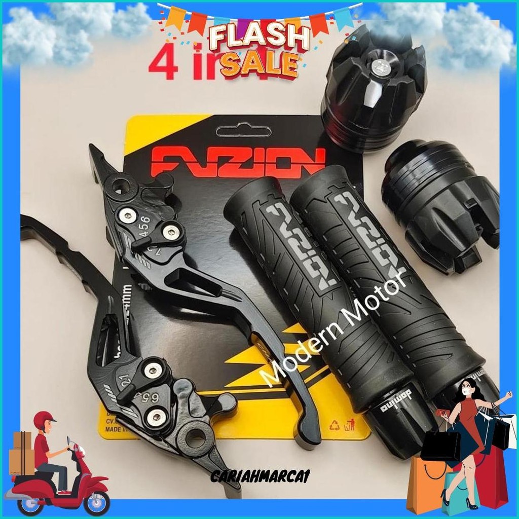 Paket 4In1 Model Hayaidesu The Storm Handgrip Fuzion + Jalu Stang Cnc + Jalu As + Handle Rem Setelan