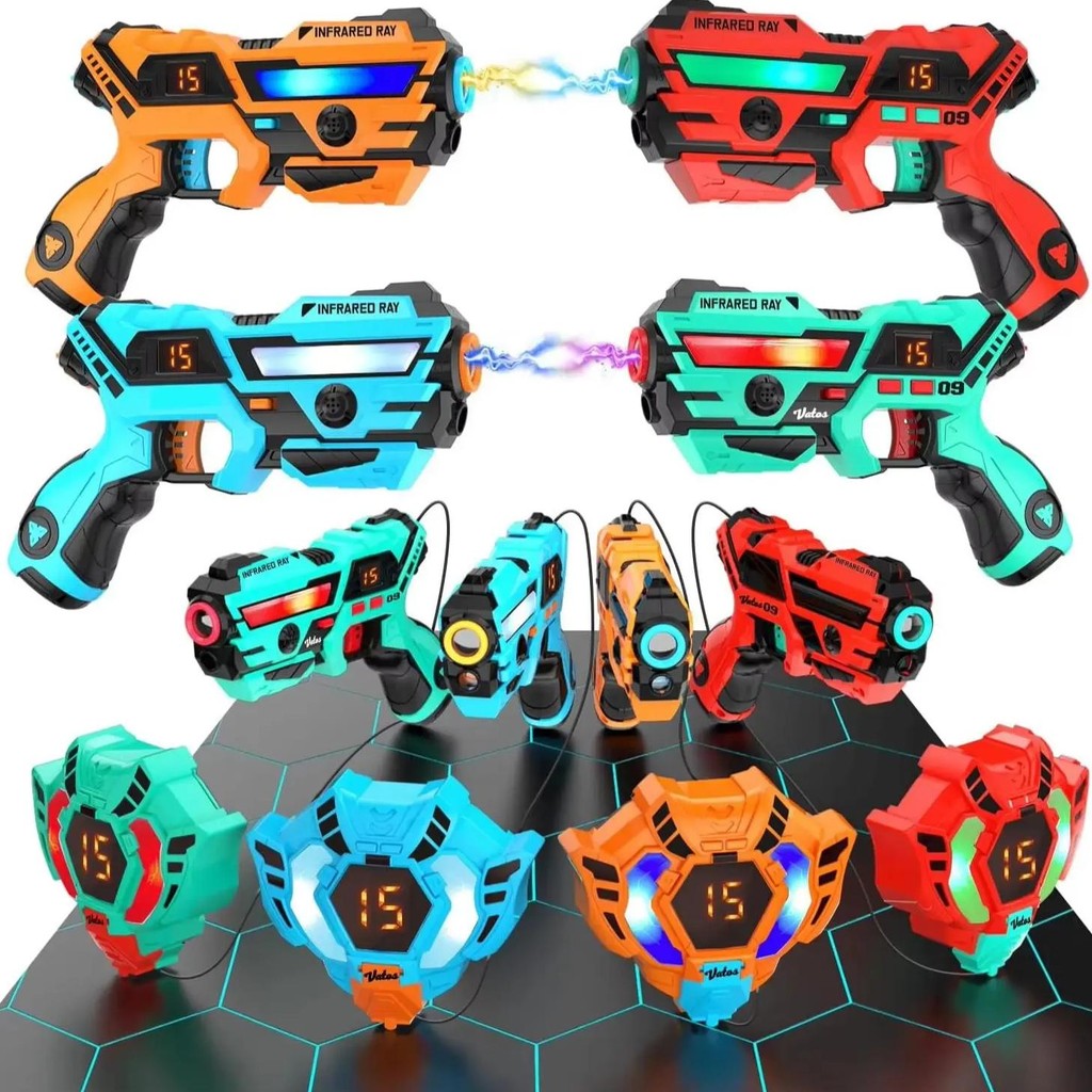 

VATOS 4X LASER TAG GUNS WITH VESTS SET REAL-TIME DATA SYNC INFRARED LASER TAG SHOOTING GAME INDOOR OUTDOOR FOR KIDS TEENS AGE 6+