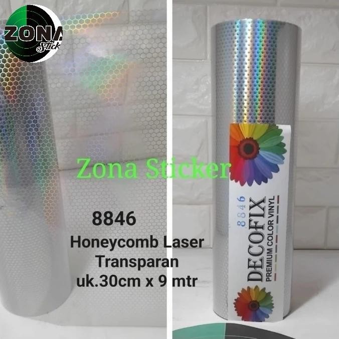 

NEW Sticker Decofix Honeycomb Laser / Sticker Transparan Sarang tawon 11cm x 11cm x 32cm