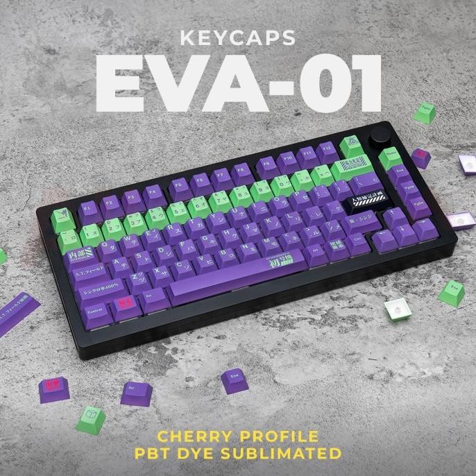 TERMURAH - EVA-01 Evangelion PBT Dye Sub Keycaps