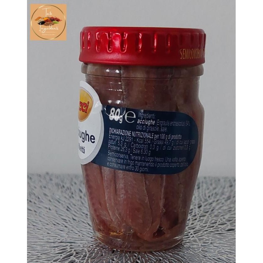 

Anchovy 80Gram From Italy / Anchovies Fillet Pucci /Acciughe A Filetti Terlaris