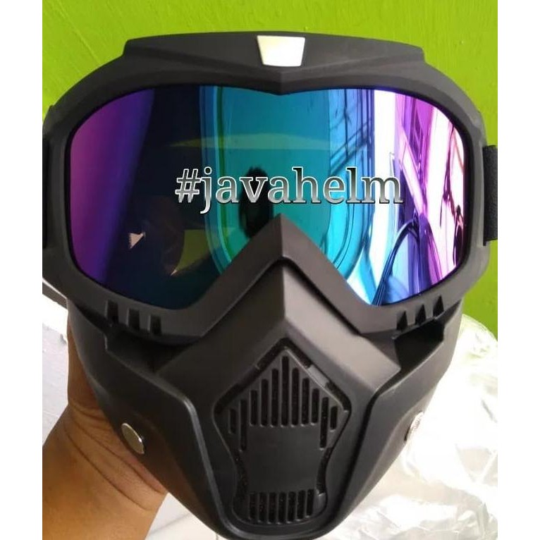 Google Goggles Mask Masker Kacamata Blue U Helm Bogo Retro Cargloss