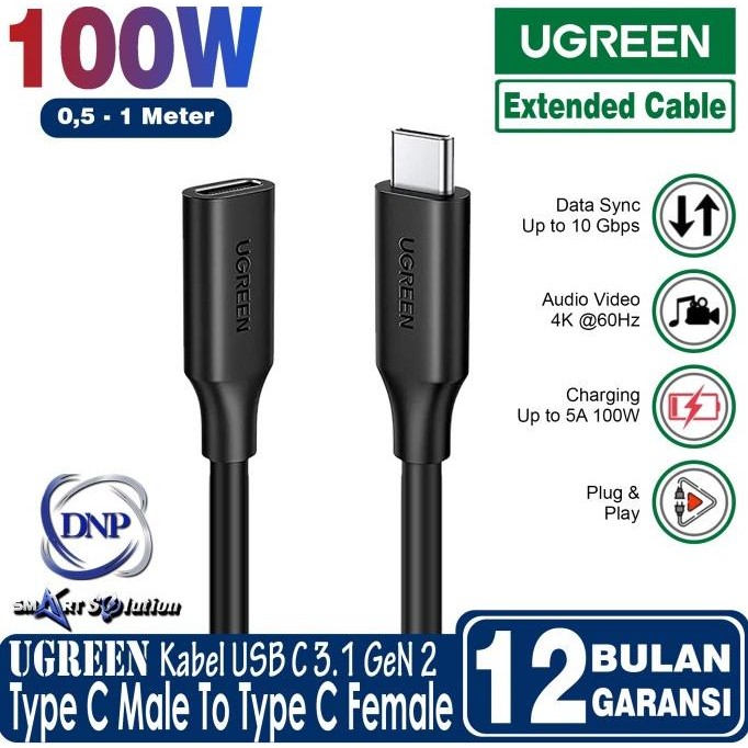 Kabel Extension UGREEN Type C Male To Type C Female Cable
