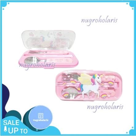 UNICORN SENDOK GARPU SUMPIT / ALAT MAKAN/ SENDOK MAKAN / SET ALAT MAKAN / ANAK PEREMPUAN WARNA PINK 