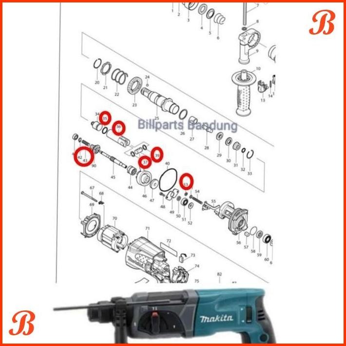 | ILP | PART HR2470 MAKITA SPAREPARTS HR 2470 BOR ROTARY HAMMER DRILL BOBOK BETON