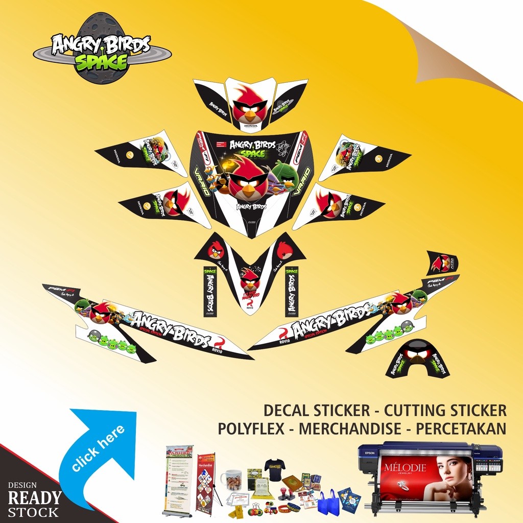 DECAL STICKER HONDA VARIO LAMA ANGRY BIRD HITAM