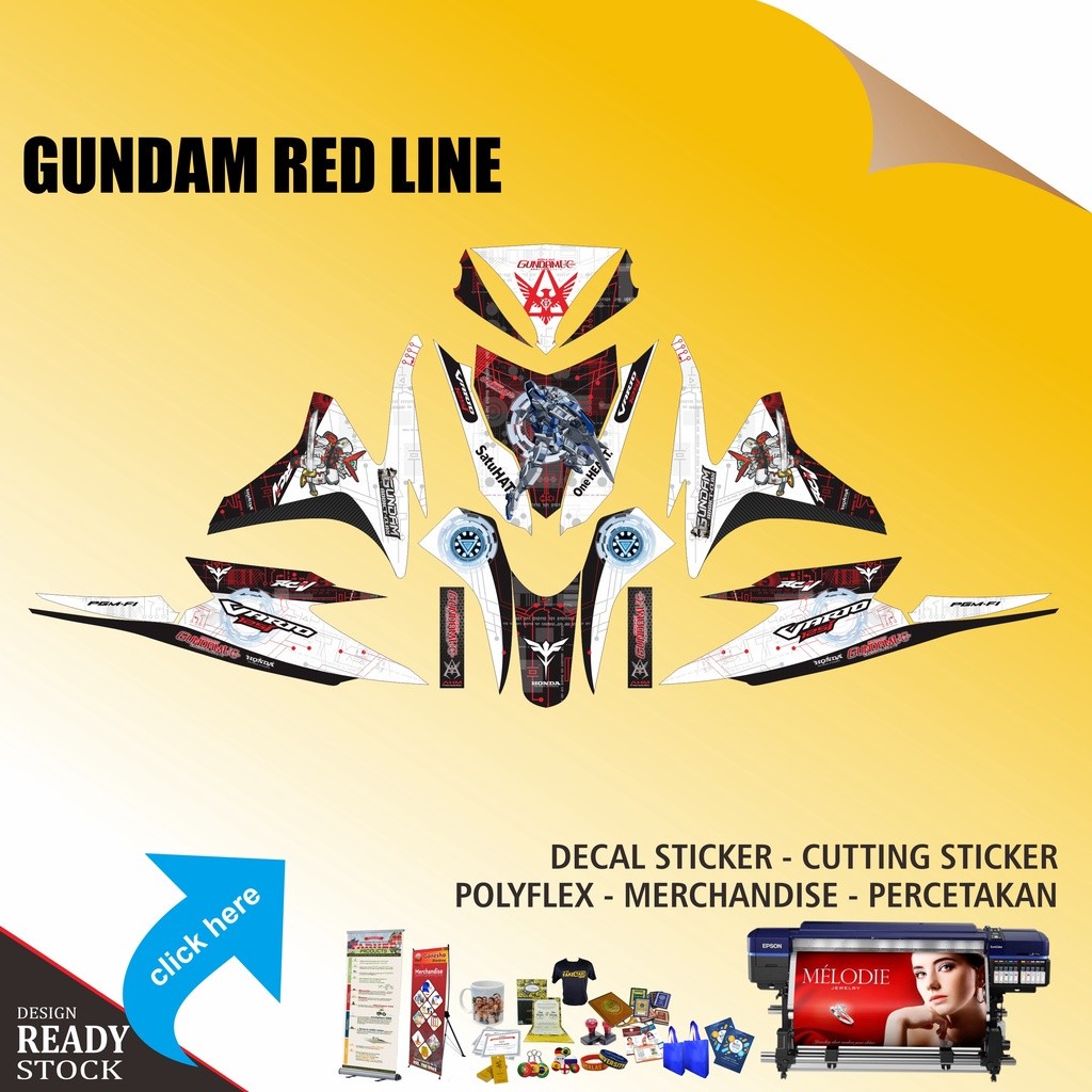 DECAL STICKER HONDA VARIO PGMFI GUNDAM RED LINE