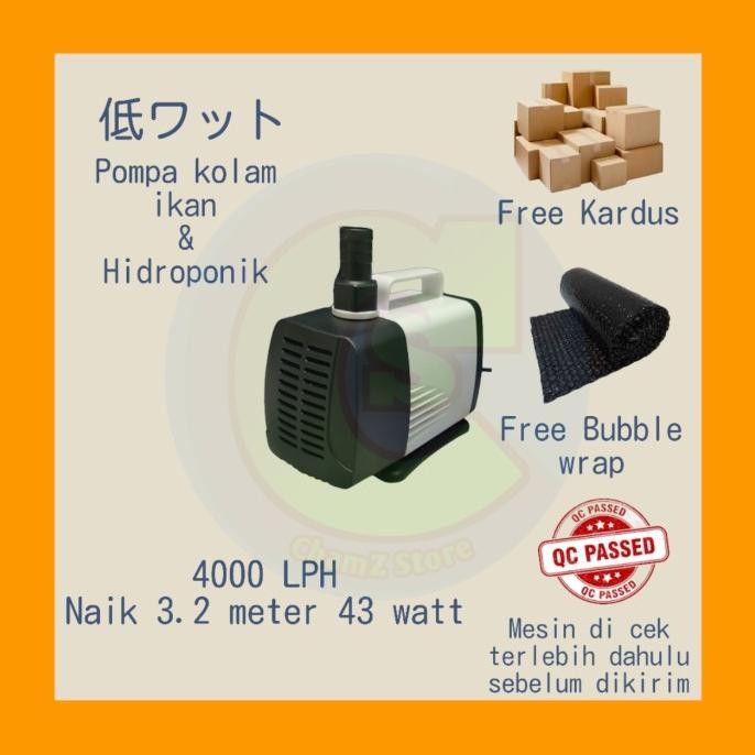 Terbaru Pompa Kolam Koi Naik 3 Meter 4000 L/H Low Watt Pompa Kolam Berkualitas