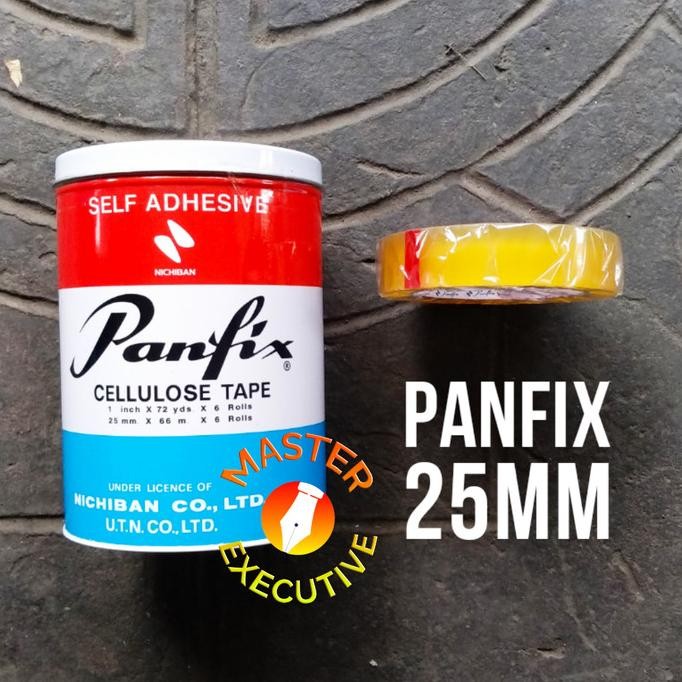 

TERBARU - (Kaleng) Panfix Cellulose Tape 25 mm x 66 m / Solasi 1 In x 72 Yards