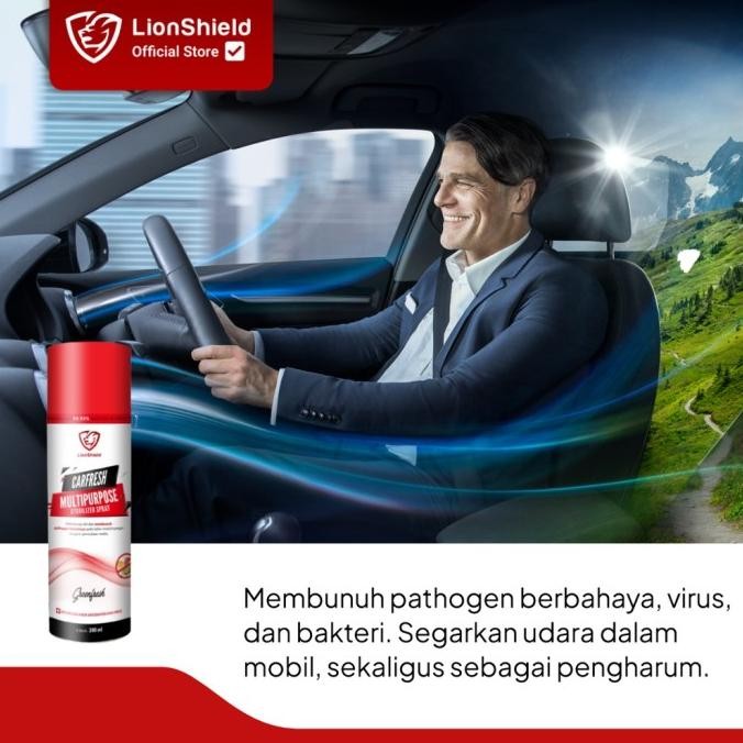 BIG SALE (GKC5) LIONSHIELD SPRAY PARFUM PEWANGI MOBIL ANTI BAKTERI 300ML GREEN 