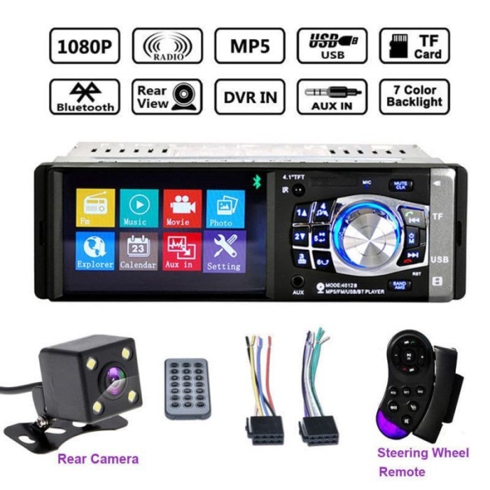 TERBARU Headunit 1 Din 4.1 "Single 1DIN dengan MP3 Player + Bluetooth + Radio