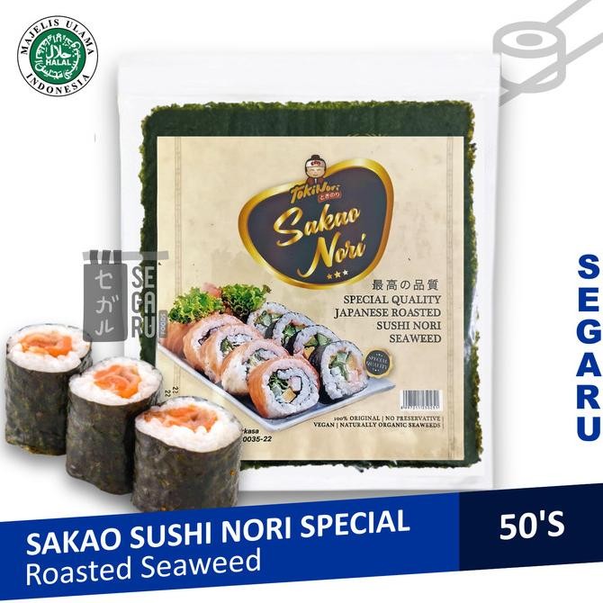 

Sakao Nori Sushi Spesial 50 Sheet Sushi Roasted Rumput Laut Halal MUI