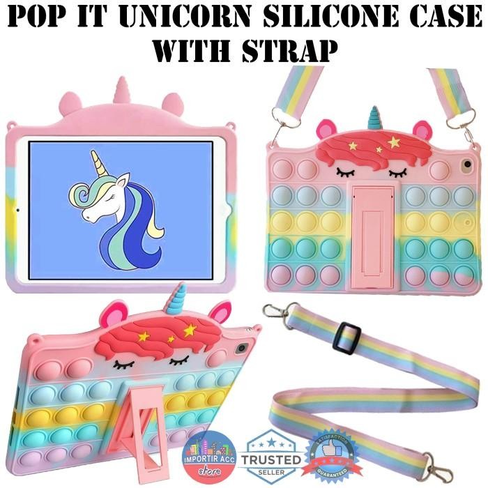 Samsung Tab A8 2019 T295 Pop It Unicorn Silicone Soft Case Strap