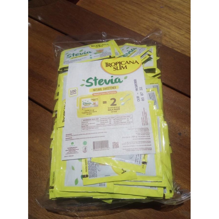 

TROPICANA SLIM Stevia Sweetener 100 sachet @2.6 gr