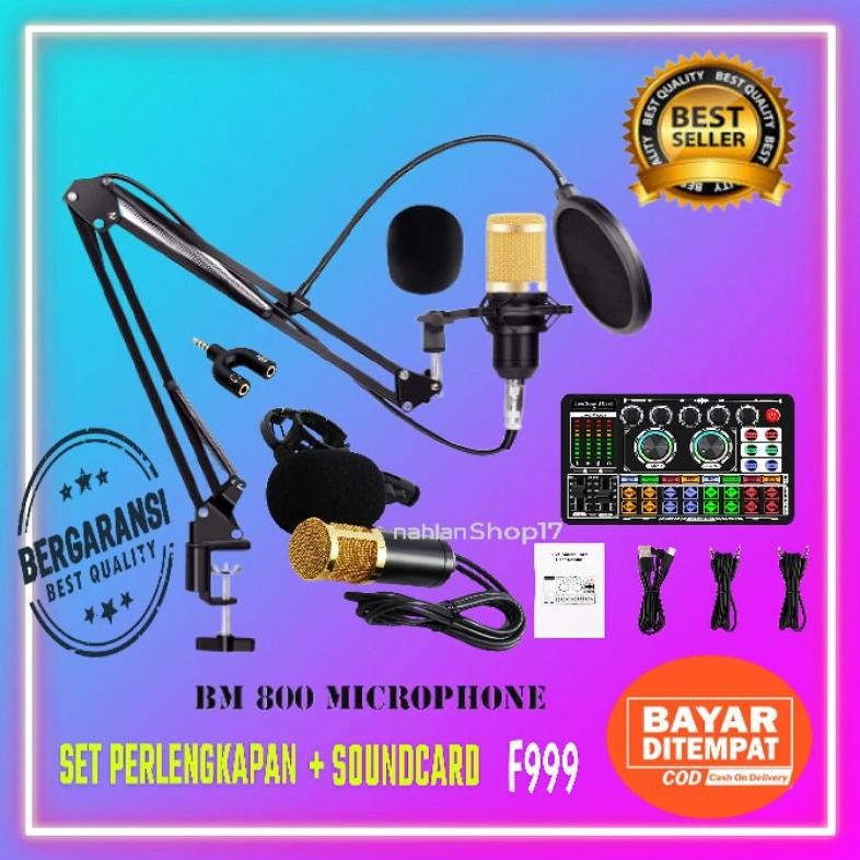 PAKET LENGKAP SOUNDCARD F999 CONDENSER MIC MICROPHONE BM800