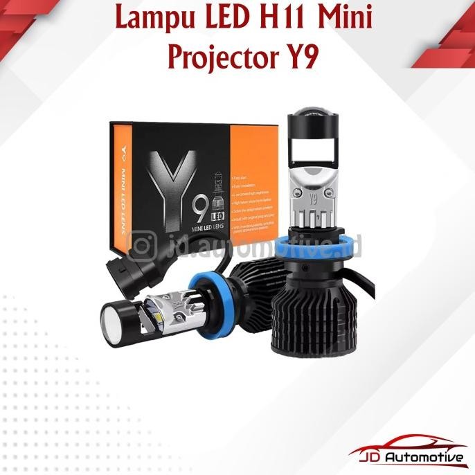 LED utama/foglamp Mobil Y9 Original Mini Projector H11