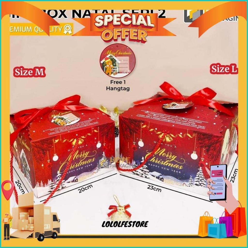 

Gift Box Natal / Hampers Natal / Kotak Hadiah Tahun Baru Plus Pita / Gabel Natal Box Bingkisan Murah
