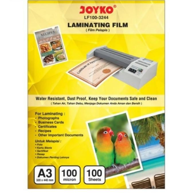 

NEW Plastik Laminating / Laminating Film ukuran A3 isi 100 lbr - JOYKO